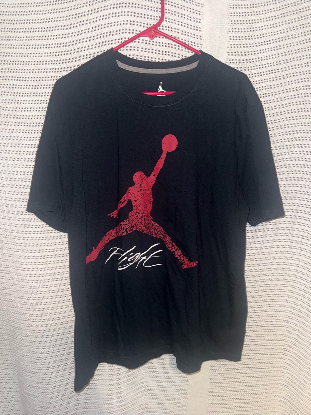 Jordan Black Short-Sleeve Tee with Red Jumpman and White 'Flight' Script